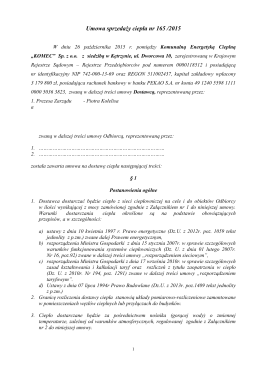 Umowa sprzedaży ciepła nr 165 /2015
