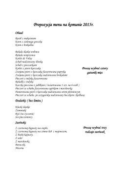 Propozycja menu na komunie 2015r.