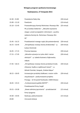 Wstępny program spotkania branżowego Radziejowice, 27