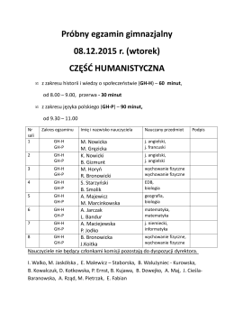 Próbny egzamin gimnazjalny 08.12.2015 r. (wtorek) CZĘŚĆ