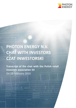photon energy nv chat with investors czat inwestorski