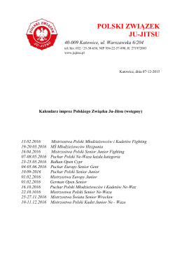 Kalendarz imprez Polskiego Związku JuJitsu na 2016 rok (wstępny)