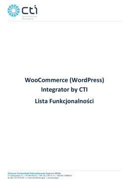 WooCommerce (WordPress) Integrator by CTI Lista Funkcjonalności