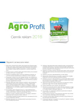 Cennik reklam 2016 - Magazyn rolniczy Agro Profil
