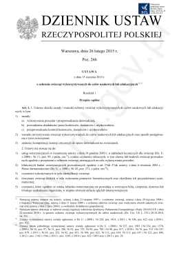 Ustawa z dania 15 stycznia 2015 r. o ochronie zwierzat