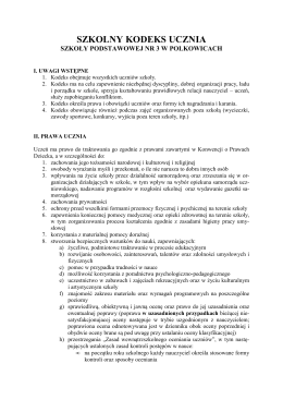 szkolny kodeks ucznia - Szkoła Podstawowa nr 3 w Polkowicach