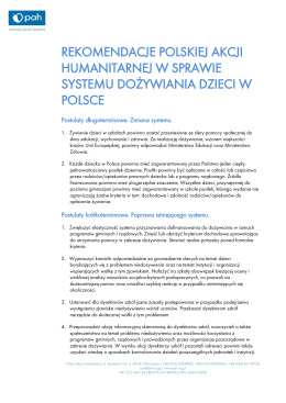 rekomendacje polskiej akcji humanitarnej w sprawie systemu