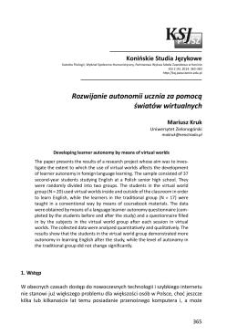 Rozwijanie autonomii ucznia za pomocą światów wirtualnych