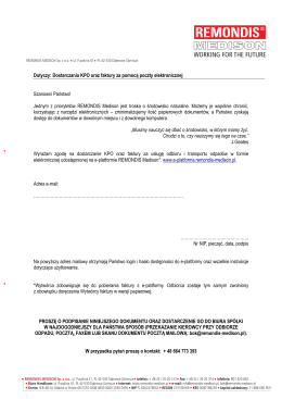 Dotyczy: Dostarczania KPO oraz faktury za pomocą poczty