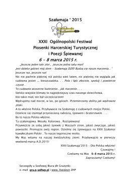 Regulamin Festiwalu Piosenki Szałamaja 2015