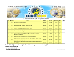 3 euro Słowenia - spis wszystkich monet