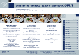 Letnie menu lunchowe / Summer lunch menu35 PLN