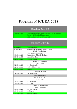Program of ICDEA 2015 Sunday, July 19