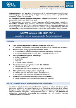NOWA norma ISO 9001:2015
