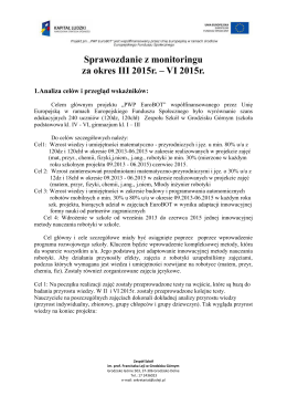 Sprawozdanie z monitoringu za okres III 2015r. – VI 2015r.