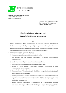 Założenia Polityki informacyjnej Banku Spółdzielczego w Szczucinie