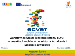 Prezentacja - Krzysztof Świerk - Zespół Ekspertów ECVET Polska
