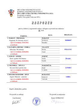 Raspored službenih osoba za 15. kolo Prve HNLŽ