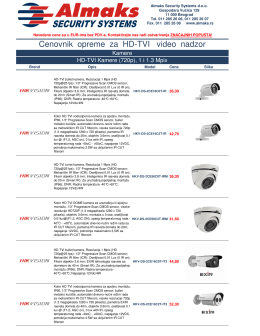 HD-TVI Video nadzor - Almaks Security Systems