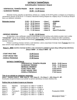 satnica takmicenja - Srpski Karting Savez