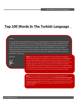 Top 100 Words In The Turkish Language