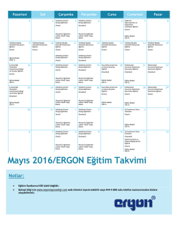 Mayıs 2016/ERGON Eğitim Takvimi - İş Sağlığı ve Güvenliği Eğitim