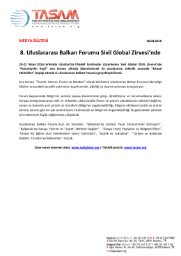 8. Uluslararası Balkan Forumu Sivil Global Zirvesi`nde