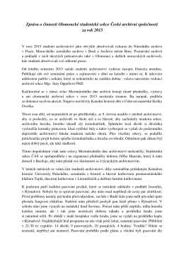Zpráva o činnosti Olomoucké studentské sekce ČAS za rok 2015
