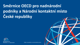 Směrnice OECD pro nadnárodní podniky a Národní kontaktní místo