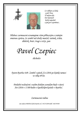 Pavel Czepiec - Jan Sadový,Pohřební služba, Jablunkov