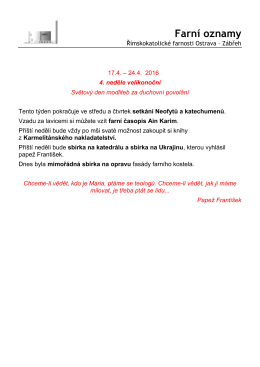 17.4. – 24.4.2016 - Římskokatolická farnost Ostrava