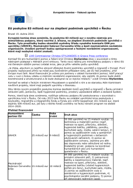 EU poskytne 83 milionů eur na zlepšení podmínek