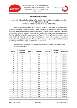 Seznam přijatých uchazečů do čtyřletého gymnázia ve formátu pdf