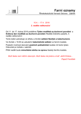 10.4. – 17.4.2016 - Římskokatolická farnost Ostrava