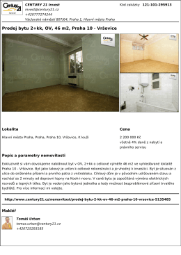 Prodej bytu 2+kk, OV, 46 m2, Praha 10 - Vršovice