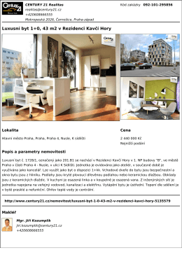 Luxusní byt 1+0, 43 m2 v Rezidenci Kavčí Hory