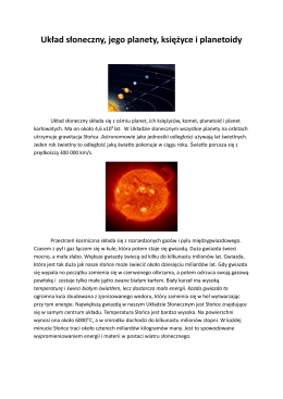 Układ słoneczny, jego planety, księżyce i planetoidy