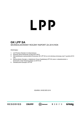 Skonsolidowany roczny raport GK LPP SA za 2015