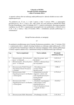 Uchwała nr 95/2016 Zarządu Powiatu Sztumskiego z dnia 19