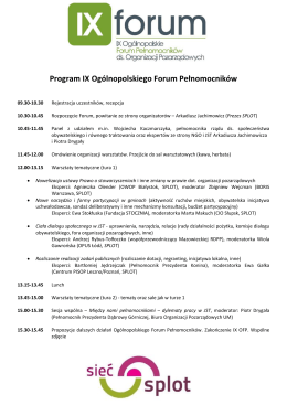 Program IX Ogólnopolskiego Forum Pełnomocników