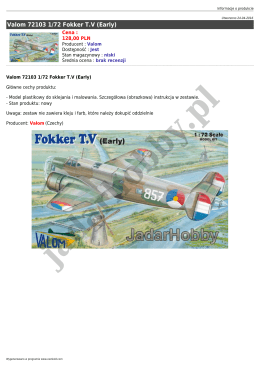 Valom 72103 1/72 Fokker TV (Early)