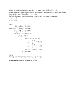 Page 1 Liczbę dwucyfrową zapiszemy jako yx + 10 , gdzie { } 0 9,...,2