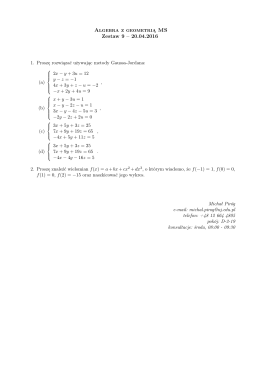Algebra z geometrią MS Zestaw 9 – 20.04.2016