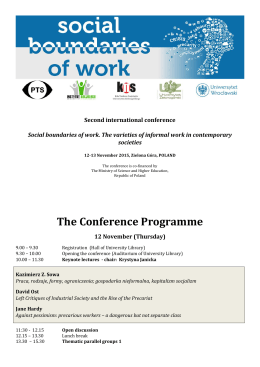Program konferencji - Społeczne Granice Pracy