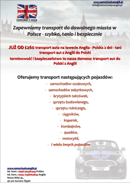 cennik transportu - Samochodyzanglii.pl