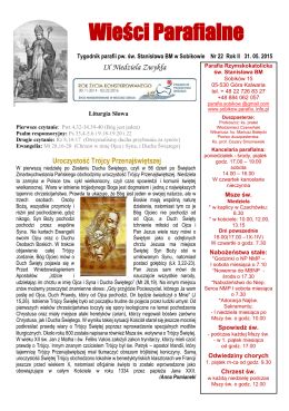 Nr.22(31.05.2015) - Parafia Św. Stanisława Biskupa i Męczennika w