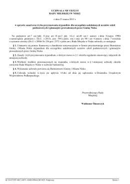 Treść Uchwały Nr VII/52/15 z 23 marca 2015r. w sprawie zasad oraz