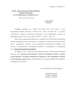 PODLASKI URZĄD WOJEW&Oacute;DZKI w BIAŁYMSTOKU