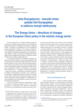 Unia Energetyczna – kierunki zmian polityki Unii