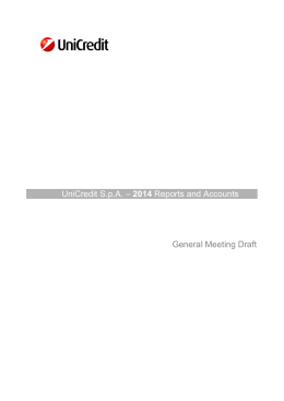 UniCredit S.p.A. – 2014 Reports and Accounts General Meeting Draft